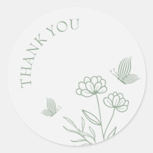 Eenvoudige salie groene botanische bruiloft ronde sticker