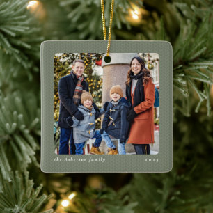 Eenvoudige saliegroene gebreide lijst één foto Ker Keramisch Ornament