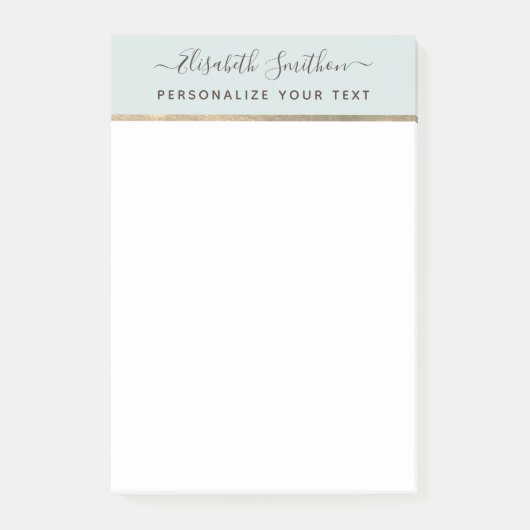 Eenvoudige saliegroene gouden minimale persoonlijk post-it® notes (Voorkant)