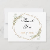 Eenvoudige saliegroene klassieke gouden elegante s bedankkaart (Voorkant)