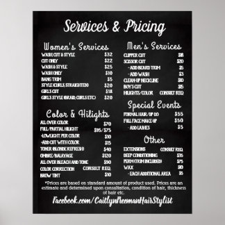 Eenvoudige Salon Menu Poster