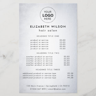 Eenvoudige Salon Service Menu Flyer
