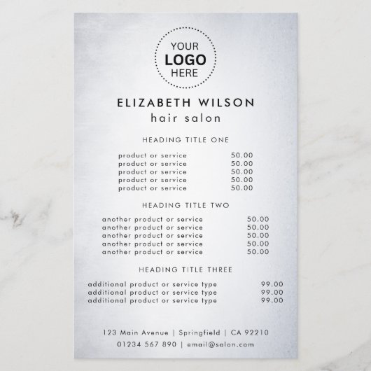 Eenvoudige Salon Service Menu Flyer (Voorkant)
