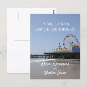 Eenvoudige Santa Monica Pier Ferris Wheel uitnodig Briefkaart