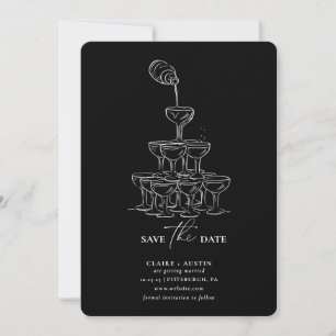 Eenvoudige Save the Date Champagne Tower Kaart