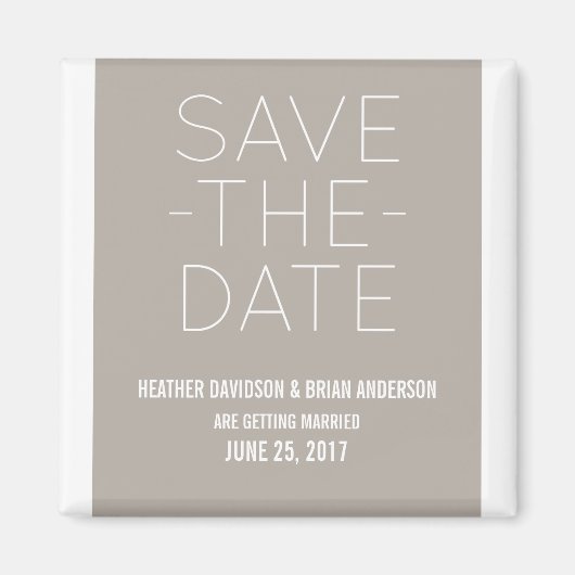 Eenvoudige Save the Date-magneet, Beige Magneet (Voorkant)