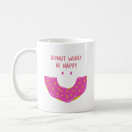 Eenvoudige Schattige Glimlach Strooi Roze Donuts Z Koffiemok (Links)