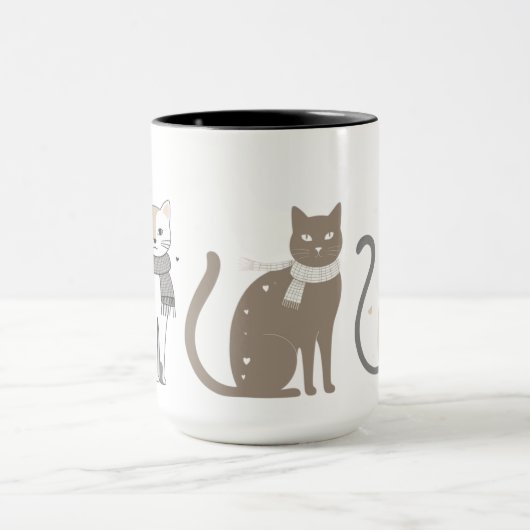 Eenvoudige schattige kat kat dier miauw huisdier V Mok (Midden)