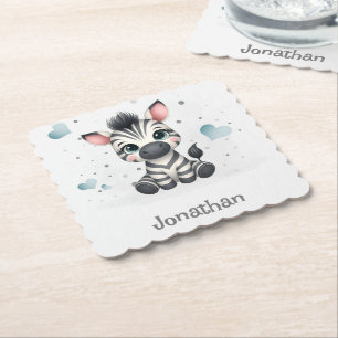 Eenvoudige schattige kleine cartoonzebra kartonnen onderzetters