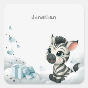 Eenvoudige schattige kleine cartoonzebra vierkante sticker