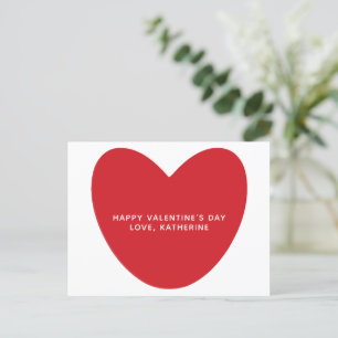 Eenvoudige schattige rode hart gepersonaliseerde V Briefkaart