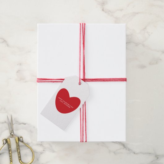 Eenvoudige schattige rode hart gepersonaliseerde V Cadeaulabel (Met Touw)