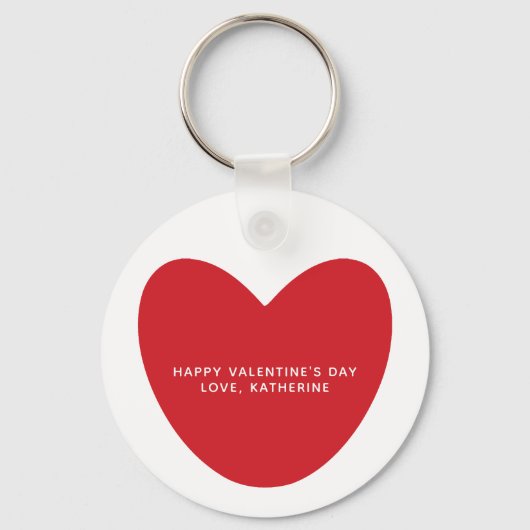 Eenvoudige schattige rode hart gepersonaliseerde V Sleutelhanger (Voorkant)