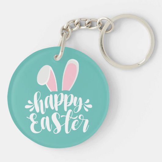 Eenvoudige Schattigee Bunny Ears Happy Easter | Bu Sleutelhanger (Achterkant)