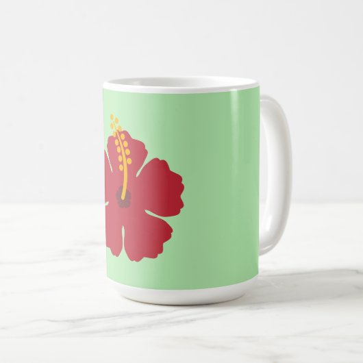 Eenvoudige Schattigee Cartoon Rode Hibiscusbloem Koffiemok (Voorkant rechts)