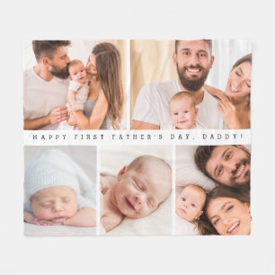 Eenvoudige Schattigee eerste vaderdag daddy foto c Fleece Deken