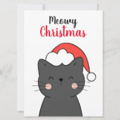 Eenvoudige Schattigee kat Meowy Christmas Feestdagenkaart (Voorkant)