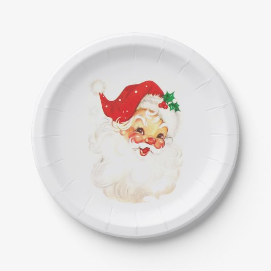 Eenvoudige Schattigee Kerstman Kerstmis Papieren Bordje (Voorkant)
