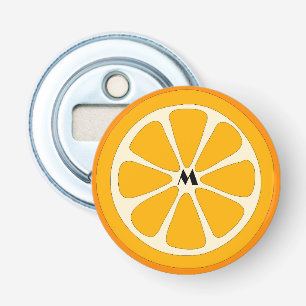 Eenvoudige Schattigee Minimalistische Oranje Slice Button Flesopener
