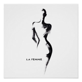 Eenvoudige schildering gouache La Femme 01 poster Perfect Poster