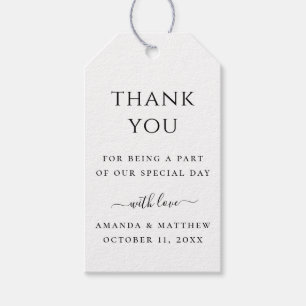 Eenvoudige schone klassieke minimalistische bruilo cadeaulabel