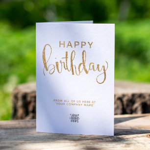 Eenvoudige schone Logo faux Gold Glitter Happy Bir Kaart