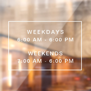 Eenvoudige, schone, open-urenbordvenstervergrendel raamsticker