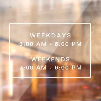 Eenvoudige, schone, open-urenbordvenstervergrendel raamsticker