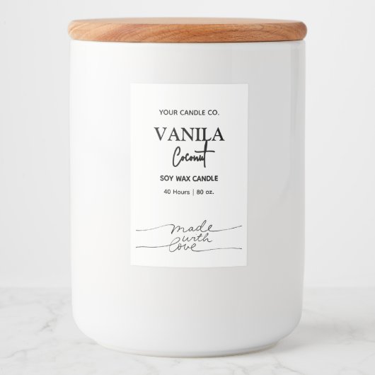Eenvoudige schone Verticale Kaars Branding Labels Voedselcontainer Etiket (Voorkant)