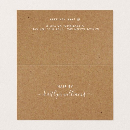 Eenvoudige Script Appointcard - Rustic Kraft Visitekaartjes (Buitenkant ongevouwen)