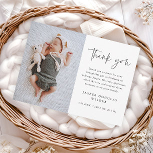Eenvoudige Script Baby Foto Bedankkaart