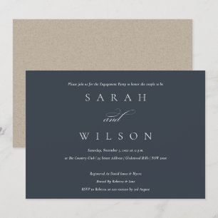 Eenvoudige Script Black Navy Engagement Party uitn Bedankkaart