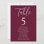 Eenvoudige Script Bourgondië Tafel Nummer Zitplaat (Voorkant)