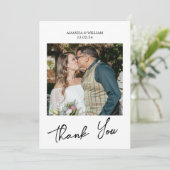 Eenvoudige Script Bruiloft Bedankkaart (Staand voorkant)