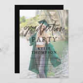 Eenvoudige Script Calligrafie Foto Overlay Afstude Kaart (Voorkant / Achterkant)