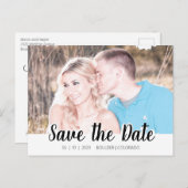 Eenvoudige Script Cutout | Datum opslaan Briefkaart (Voorkant / Achterkant)