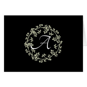 Eenvoudige script eenvoudig krans monogram briefka