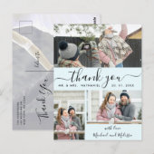 Eenvoudige Script Foto Collage Huwelijk Dank Je Po Briefkaart (Voorkant / Achterkant)