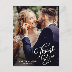 Eenvoudige Script Foto Huwelijk Bedankt Briefkaart