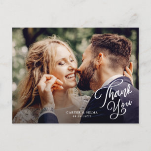 Eenvoudige Script Foto Huwelijk Bedankt Briefkaart