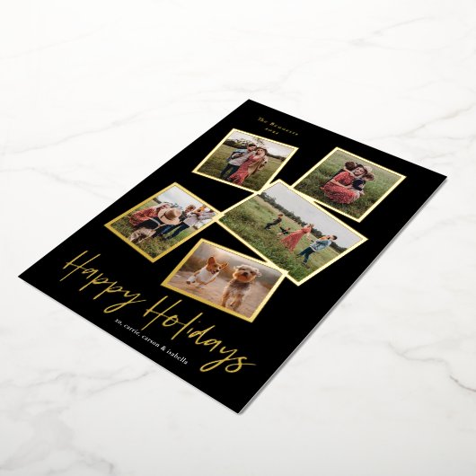 Eenvoudige Script Gelukkig Kerstfeest 5 Foto Colla Folie Feestdagenkaart (Gedraaid)