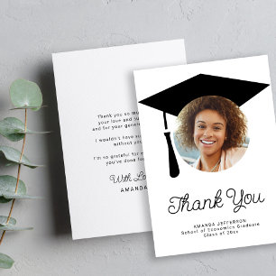 Eenvoudige script graduatie cap FOTO gepersonalise Bedankkaart