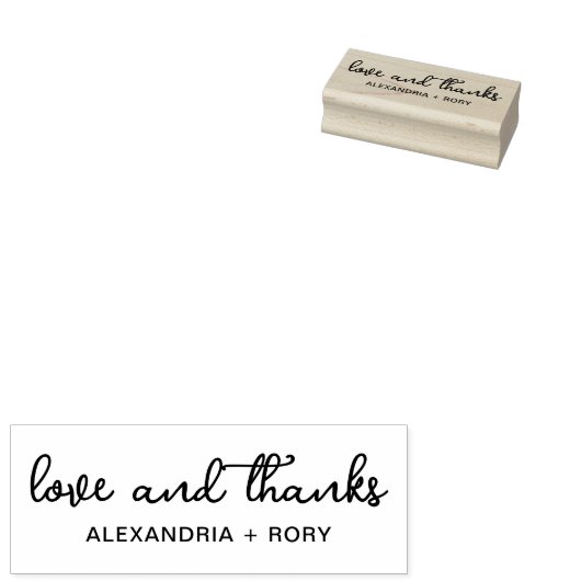 Eenvoudige Script Love en Bedankt Wood Rubberstempel (Gestempeld)