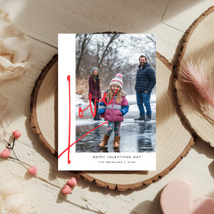 Eenvoudige Script Love Overlay Familie Foto Valent Feestdagenkaart