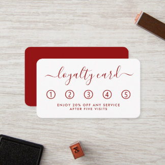 Eenvoudige Script Loyalty-Kaart - Rood en wit Klantenkaartje