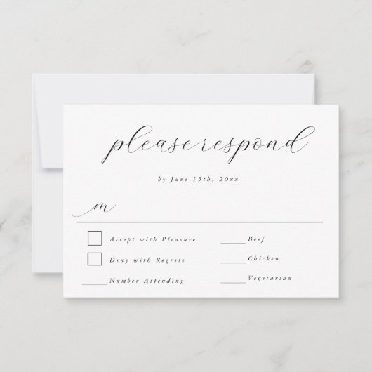 Eenvoudige Script Moderne Weddenschap RSVP-reactie RSVP Kaartje (Voorkant)