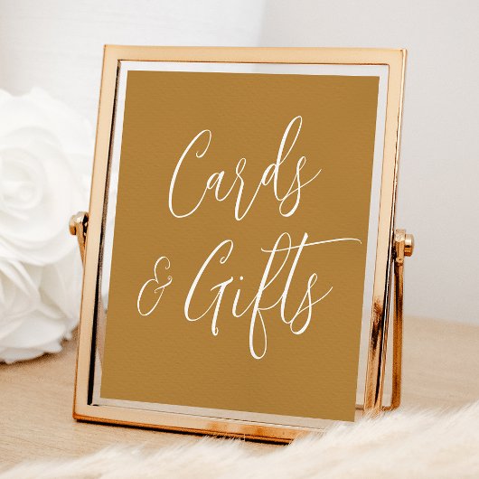 Eenvoudige Script Oker Trouwkaarten en Cadeaus Bor Poster