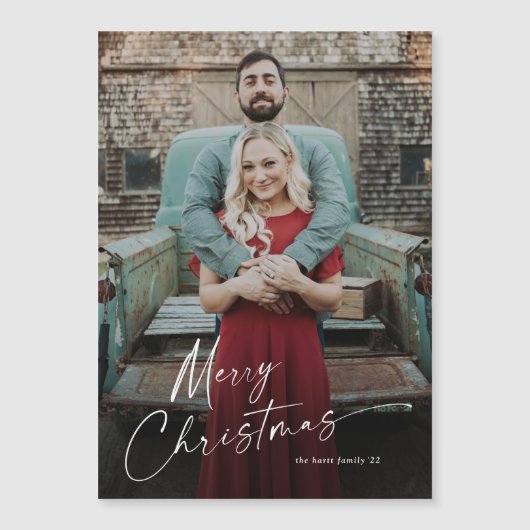 Eenvoudige Script Prettig Kerstmis Foto Vakantieka (Voorkant)
