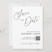 Eenvoudige Script QR Code Foto Bruiloft Save The Date (Voorkant)