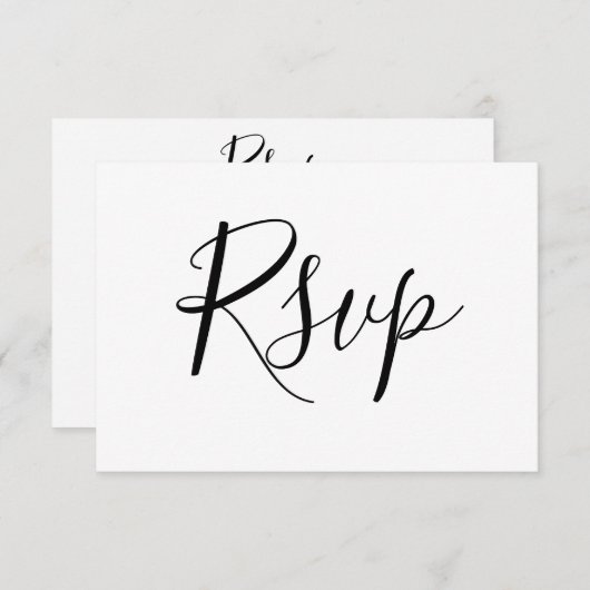 Eenvoudige Script RSVP Witte Kaarten Voor Trouwen (Voorkant / Achterkant)